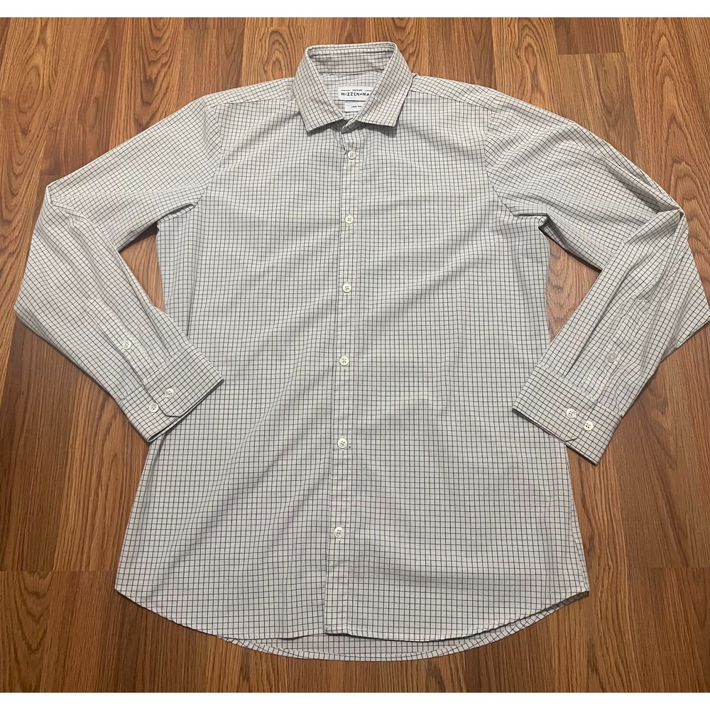 Mizzen+Main Leeward Dress Shirt Mens Large Trim Fit Check Performance - Picture 1 of 13